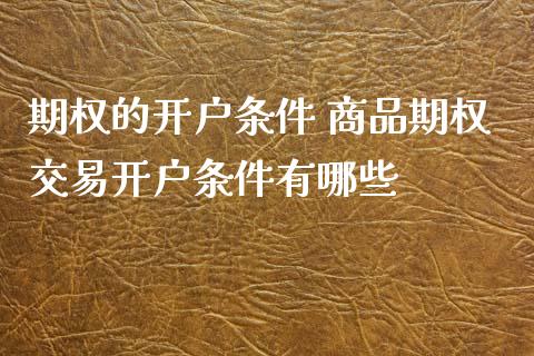 期权的开户条件 商品期权交易开户条件有哪些_期货理财_第1张_宇龙理财网 期权的开户条件 商品期权交易开户条件有哪些_https://www.dglong8.com_期货理财_第1张