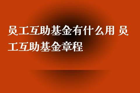 员工互助基金有什么用 员工互助基金章程