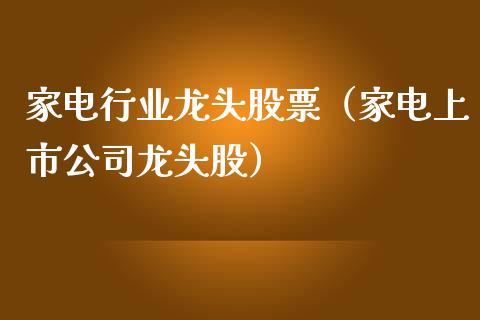 家电行业龙头股票（家电上市公司龙头股）_https://www.dglong8.com_财经要闻_第1张