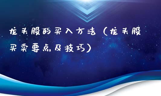 龙头股的买入方法（龙头股买卖要点及技巧）