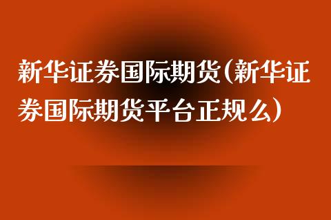 新华证券国际期货(新华证券国际期货平台正规么)