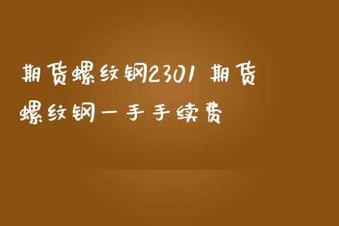 期货螺纹钢2301 期货螺纹钢一手手续费
