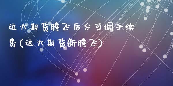 远大期货腾飞后台可调手续费(远大期货新腾飞)