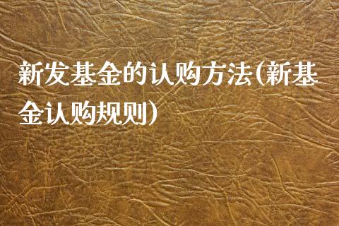 新发基金的认购方法(新基金认购规则)