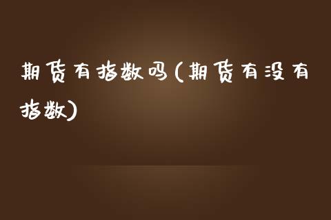 期货有指数吗(期货有没有指数)