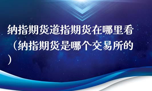 纳指期货道指期货在哪里看（纳指期货是哪个交易所的）