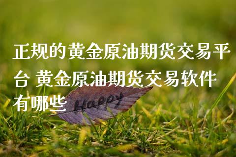 正规的黄金原油期货交易平台 黄金原油期货交易软件有哪些