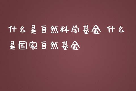 什么是自然科学基金 什么是国家自然基金