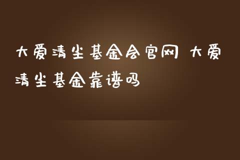 大爱清尘基金会 大爱清尘基金靠