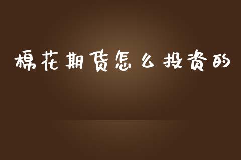 棉花期货怎么投资的