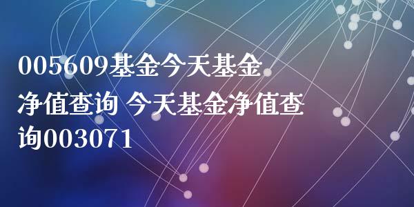 005609基金今天基金净值查询 今天基金净值查询003071