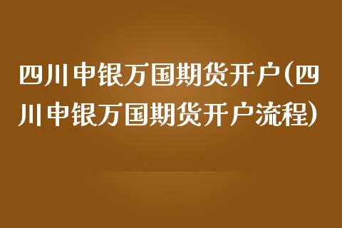 四川申银万国期货开户(四川申银万国期货开户流程)