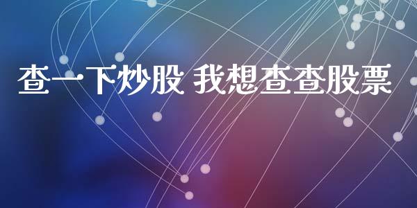 查一下炒股 我想查查股票