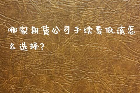 哪家期货公司手续费低该怎么选择?