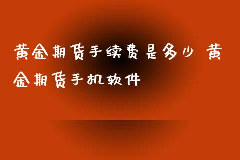 黄金期货手续费是多少 黄金期货手机软件