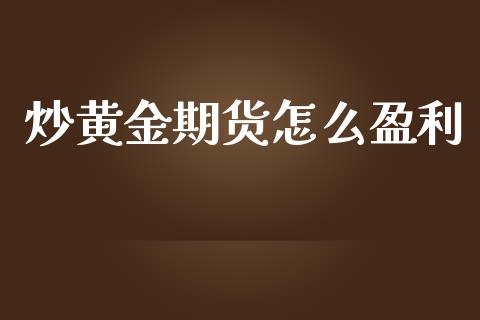 炒黄金期货怎么盈利