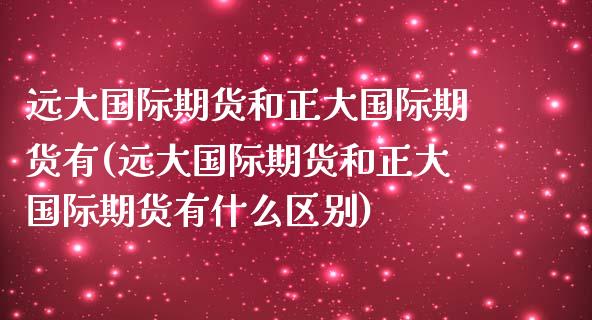远大国际期货和正大国际期货有(远大国际期货和正大国际期货有什么区别)