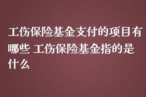 工伤保险基金支付的项目有哪些 工伤保险基金指的是什么