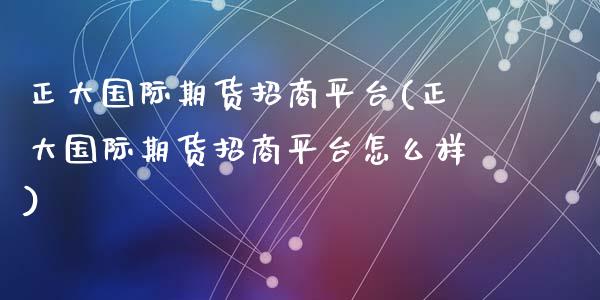 正大国际期货招商平台(正大国际期货招商平台怎么样)