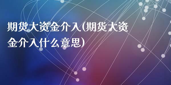 期货大资金介入(期货大资金介入什么意思)