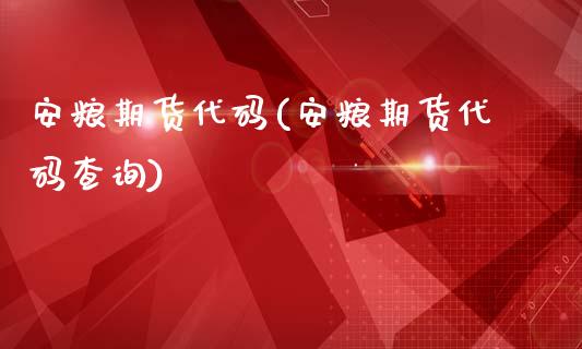 安粮期货代码(安粮期货代码查询)