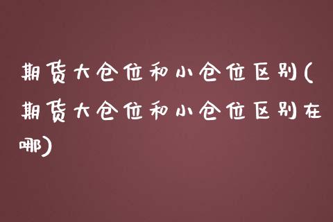 期货大仓位和小仓位区别(期货大仓位和小仓位区别在哪)