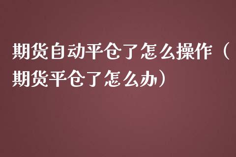 期货自动平仓了怎么操作（期货平仓了怎么办）