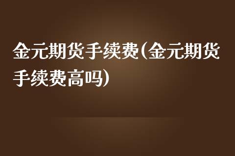 金元期货手续费(金元期货手续费高吗)
