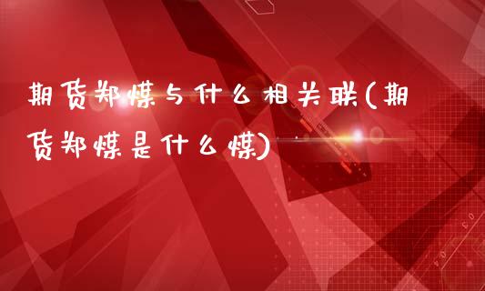 期货郑煤与什么相关联(期货郑煤是什么煤)