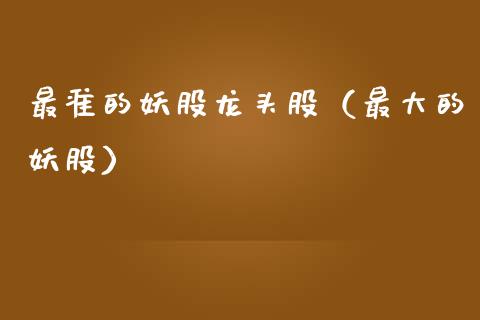 最准的妖股龙头股（最大的妖股）