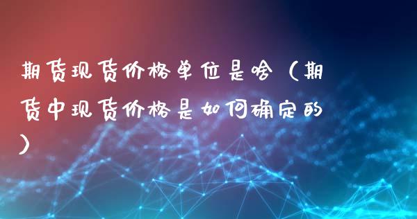 期货现货价格单位是啥（期货中现货价格是如何确定的）