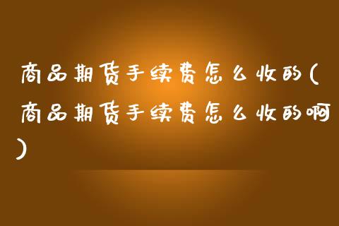 商品期货手续费怎么收的(商品期货手续费怎么收的啊)