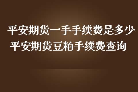 平安期货一手手续费是多少 平安期货豆粕手续费查询