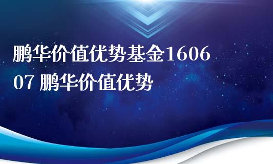 鹏华价值优势基金160607 鹏华价值优势