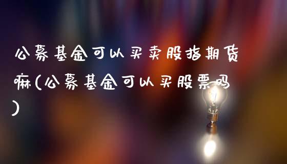 公募基金可以买卖股指期货嘛(公募基金可以买股票吗)