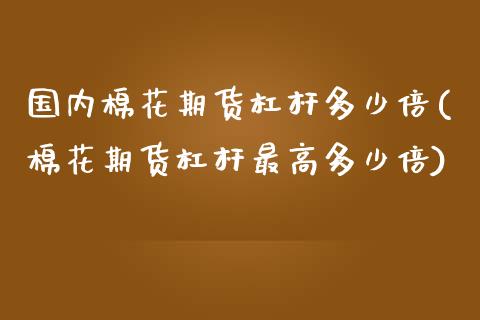 国内棉花期货杠杆多少倍(棉花期货杠杆最高多少倍)