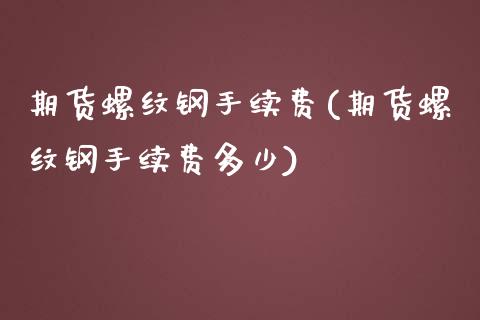期货螺纹钢手续费(期货螺纹钢手续费多少)_https://www.dglong8.com_期货理财_第1张