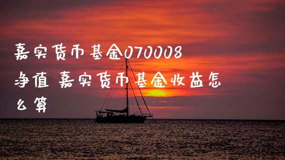 嘉实货币基金070008净值 嘉实货币基金收益怎么算
