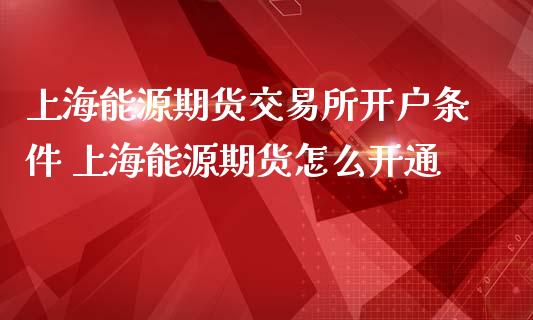 上海能源期货交易所开户条件 上海能源期货怎么开通