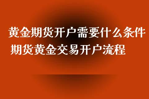 黄金期货开户需要什么条件 期货黄金交易开户流程