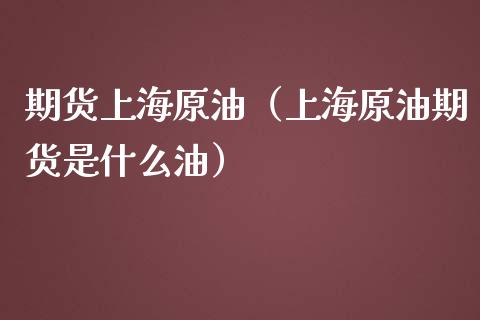 期货上海原油（上海原油期货是什么油）