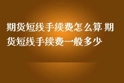 期货短线手续费怎么算 期货短线手续费一般多少