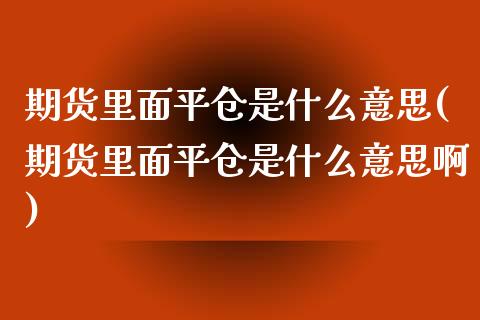 期货里面平仓是什么意思(期货里面平仓是什么意思啊)