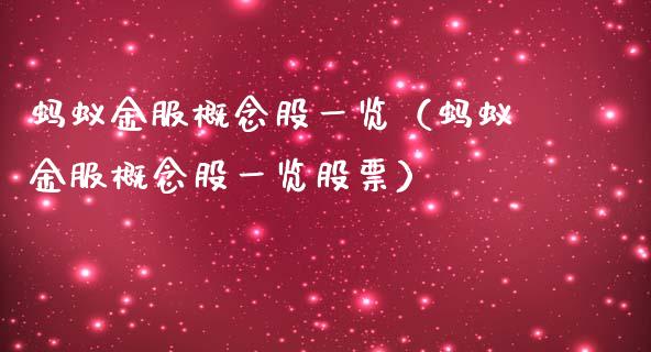 蚂蚁金服概念股一览（蚂蚁金服概念股一览股票）