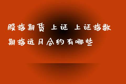 股指期货 上证 上证指数期指远月合约有哪些