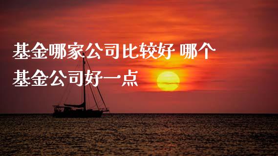 基金哪家公司比较好 哪个基金公司好一点
