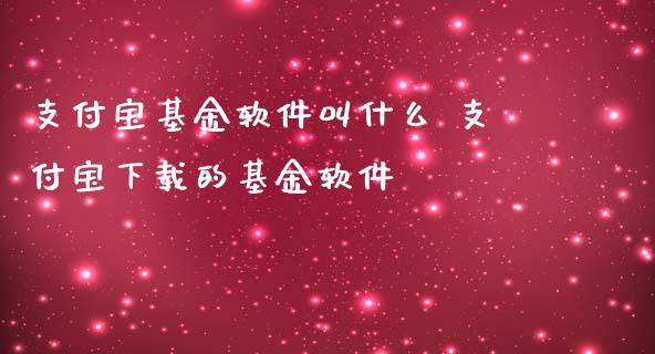 支付宝基金软件叫什么 支付宝下载的基金软件