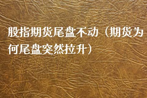 股指期货尾盘不动（期货为何尾盘突然拉升）