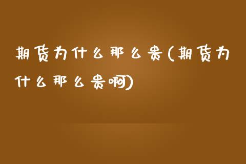 期货为什么那么贵(期货为什么那么贵啊)