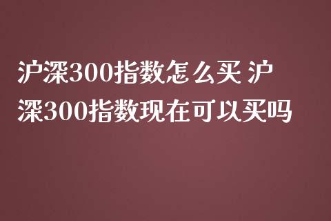 沪深300指数怎么买 沪深300指数现在可以买吗_期货理财_第1张_宇龙理财网 沪深300指数怎么买 沪深300指数现在可以买吗_https://www.dglong8.com_期货理财_第1张